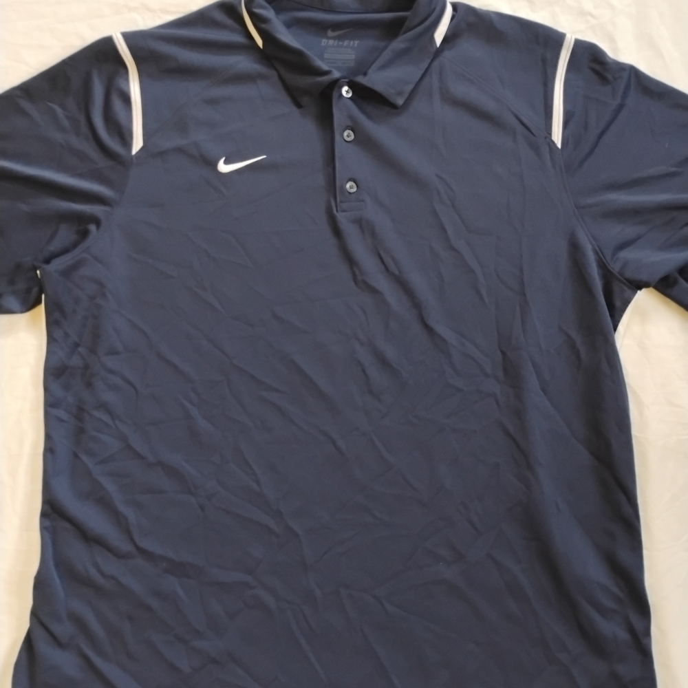 Nike Dri Fit Polo Mens XL Golf Navy Blue Shirt